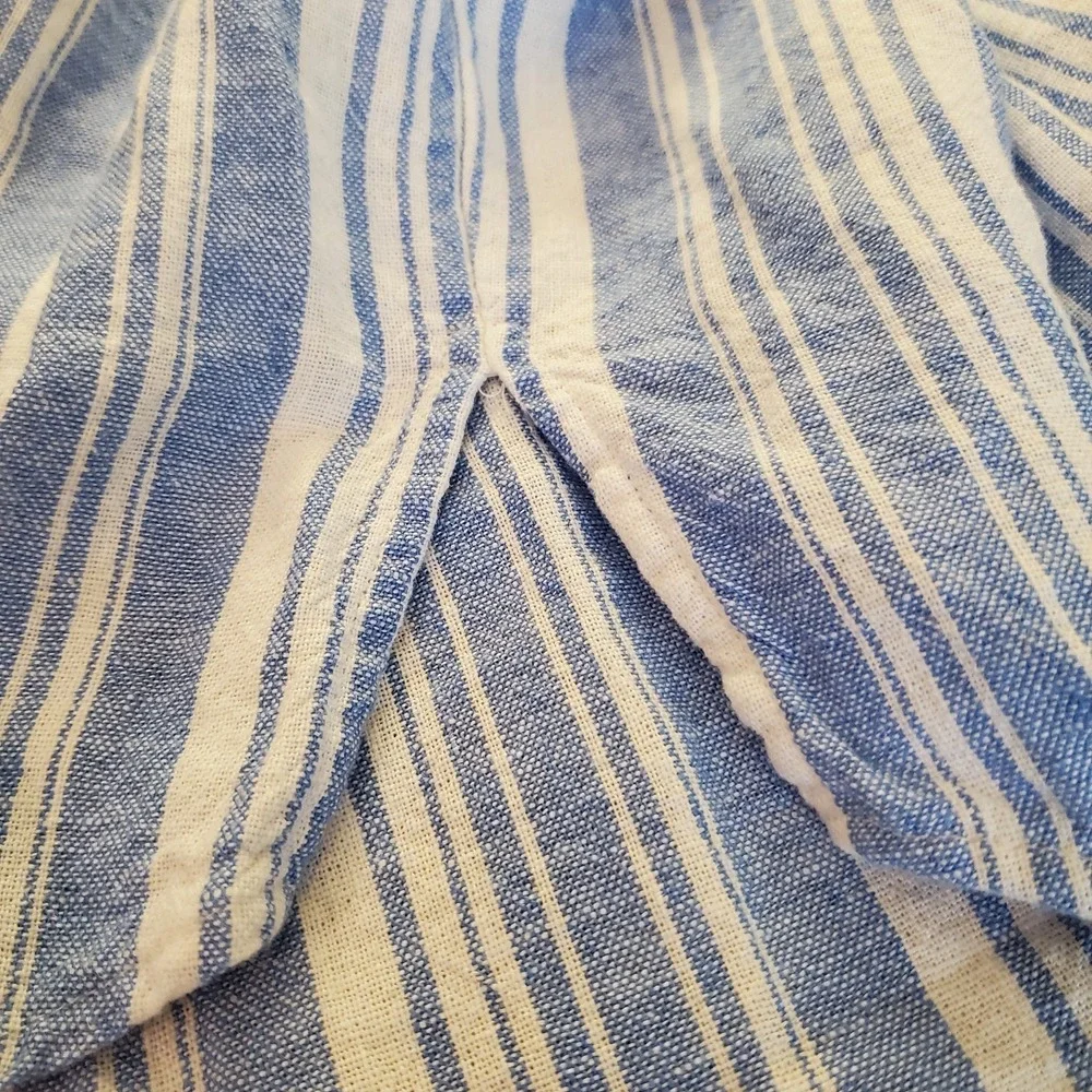 Lane‎ Bryant sz 16 Linen blend Popover Top short slv stripes beach resort summer